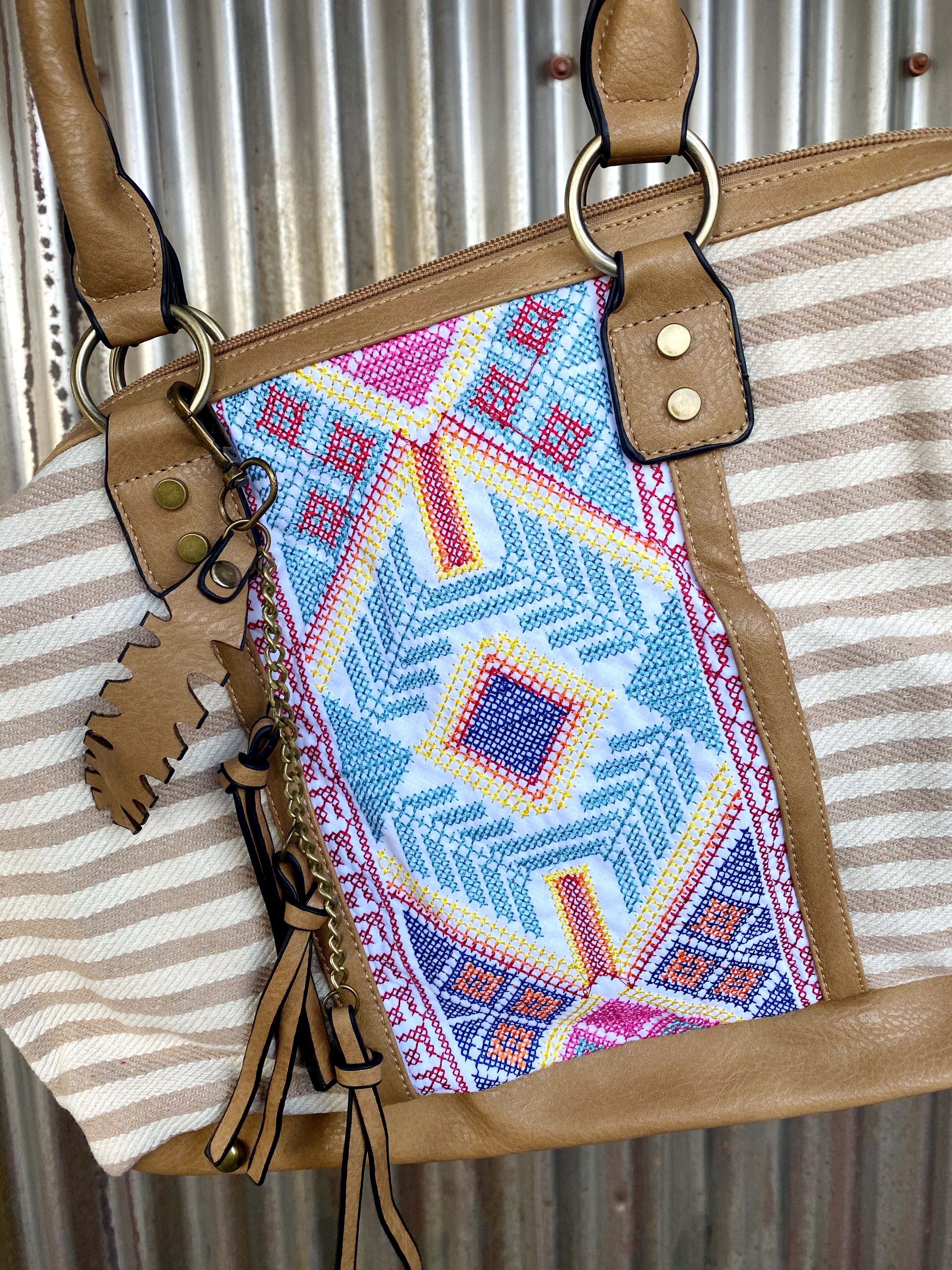 Colorful Striped Bohemian Purse Hobo Shoulder Sling Bag